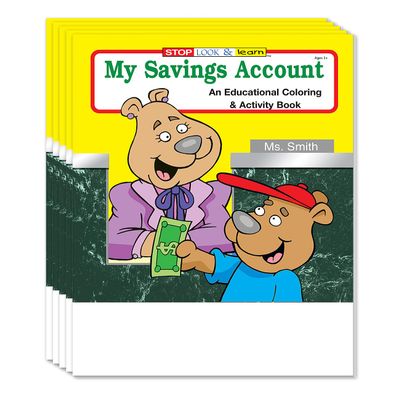 ZOCO My Saving Account Coloring Books (50 Bulk Pack, Without Crayons) Games to Learn About Money & Finance Credit Union, Bank Handout for Kids
