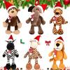 6 Pieces 11.8 Inch Christmas Stuffed Animal Christmas Plush Monkey Giraffe Elephant Lion Tiger Zebra for Kids, Safari Party Decorations view 1