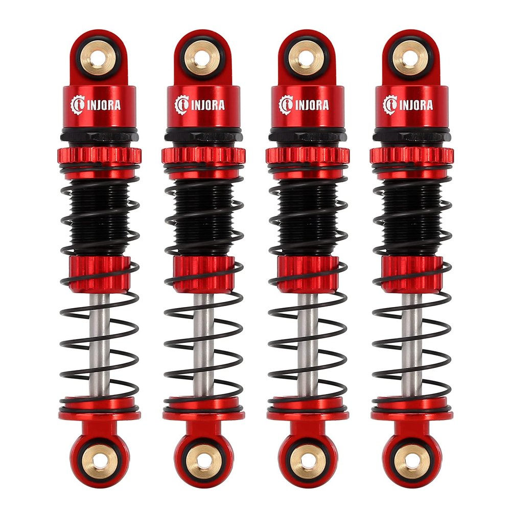 INJORA 39mm Shocks- Aluminum Threaded Shock Absorber Oil Damper for Axial SCX24 FMS FCX24M 1/24 RC Crawler Car Upgrade Parts(RedBlack)