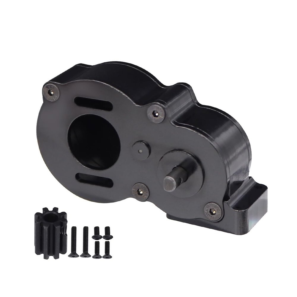CNC Gearbox Middle Transmission Box with Motor Gear for LCG Chassis Low Center of Gravity Frame SCX10 90046 90047 Parts (Black)