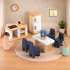 PairPear Wooden Toys Dollhouse Furniture Playset,35 Piece Furnitures with Family Dolls,Doll House Accessories Pretend Play Gift for Girls and Boys 3 Year and Up view 2