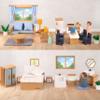 PairPear Wooden Toys Dollhouse Furniture Playset,35 Piece Furnitures with Family Dolls,Doll House Accessories Pretend Play Gift for Girls and Boys 3 Year and Up view 4