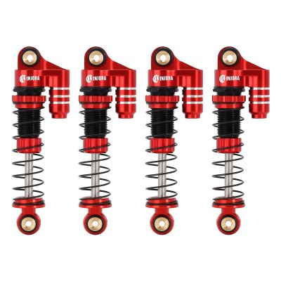 INJORA 39mm Shocks- Aluminum Threaded Adjustable Oil Filled Shocks for SCX24 Gladiator C10 JLU Deadbolt B17 Axial 1/24 RC Crawler Car Upgrade Parts(RedBlack)