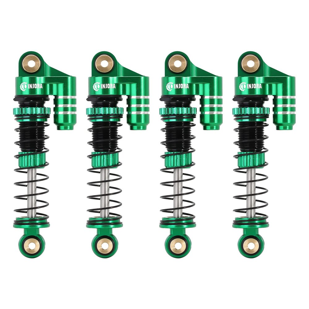 INJORA 39mm Shocks- Aluminum Threaded Adjustable Oil Filled Shocks for SCX24 Gladiator C10 JLU Deadbolt B17 Axial 1/24 RC Crawler Car Upgrade Parts(Green)
