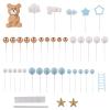 46 PCS 3D Bear Balls Cake Toppers Brown Teddy Bear for Birthday Party Wedding Baby Shower Supplies(Blue) view 3