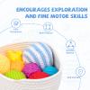 Adena Montessori 8 Pack Sensory Balls for Toddlers 1-3,Sensory Baby Toys 6-12 Months,Infant Educational Squeeze Sensory Toy Soft Multi Ball Set Gifts with Bright Color Textured with White Woven Basket view 3