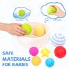 Adena Montessori 8 Pack Sensory Balls for Toddlers 1-3,Sensory Baby Toys 6-12 Months,Infant Educational Squeeze Sensory Toy Soft Multi Ball Set Gifts with Bright Color Textured with White Woven Basket view 4