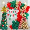 Christmas Balloons Garland Arch Kit With Red Green Gold Tree Candy Cane Golden Water Droplets Exploding Star Balloon for Christmas Party Decorations view 1