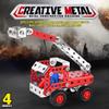 Ferthor Fun Stem Building Toys for Boys Age 8-12,Creative Sets Fire Trucks Series Model Kit,Assembly Toys for Kids,Metal Building Blocks for Model 4 in 1 Fire Fighting Cars(121PCS) view 2