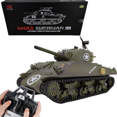 Ssccgym Remote Control Heavy Tank M4A3 RC Battle War Military Vehicle Metal Steel Wave Box Simulation Smoke Shooting Sound Effect Collection Entry-Level Model (Upgraded RC Tank)