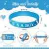 Zomiboo 36 Pieces Baby Shower Rubber Bracelets It's a Boy It's a Girl Wristbands Bear Elephant Baby Shower Decorations for Adult Party Favor Gender Reveal Party Supplies(Boy,Brown Blue) view 3