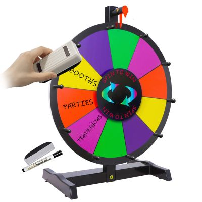 Hooomyai 15" Tabletop Prize Wheel 10 Slots with Heavy Duty Base Stand Spinning Wheel for Prizes with Dry Erase Markers and Eraser for Carnival Trade Show Party