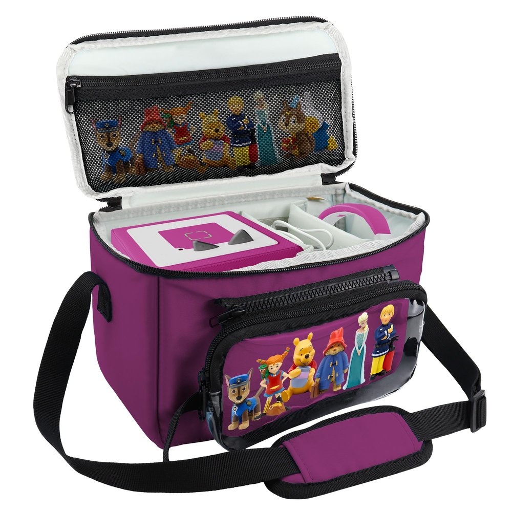 Bag compatible with Toniebox Starter Set, Carrying Case with Transparent Tote for Tonies Figures, Purple