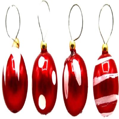 Dollhouse Red & White Baubles Miniature Christmas Tree Ornaments Decorations