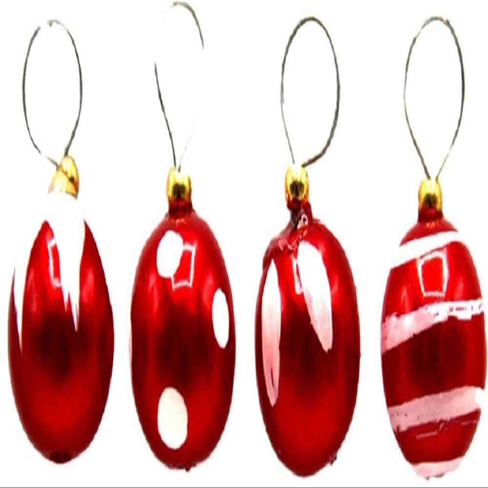 Dollhouse Red & White Baubles Miniature Christmas Tree Ornaments Decorations