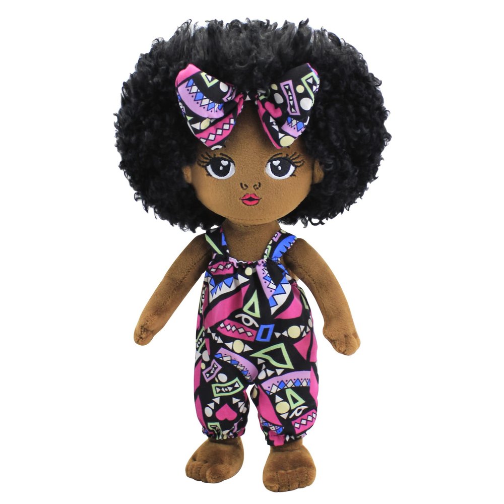 JUSTQUNSEEN Black Baby Dolls African American Doll Black Dolls 12'', Baby Dolls for Girls,Soft for Girls Stuffed Plush Doll for Girl (Small B-Pink)