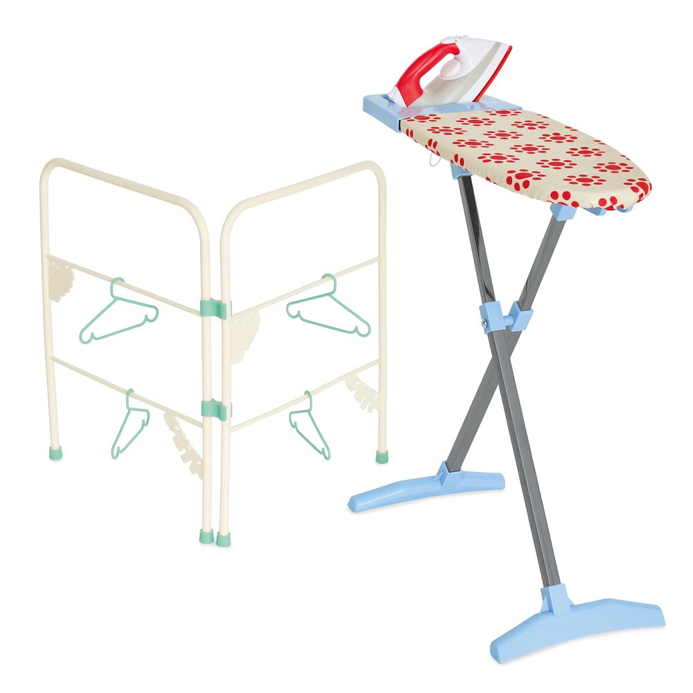 Casdon Ironing Set | Toy Ironing Board and Iron for Children Aged 3+ | Folding Clothes Airer and Hangers Included!