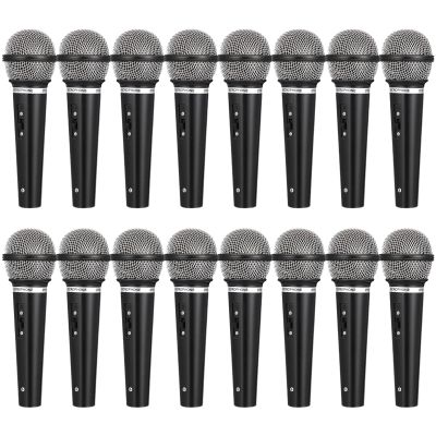 NUOBESTY Fake Microphone for Kids Handheld Microphone Prop Plastic Mics Pretend Toys for Karaoke Costume Prop Halloween Party Favors 16Pcs