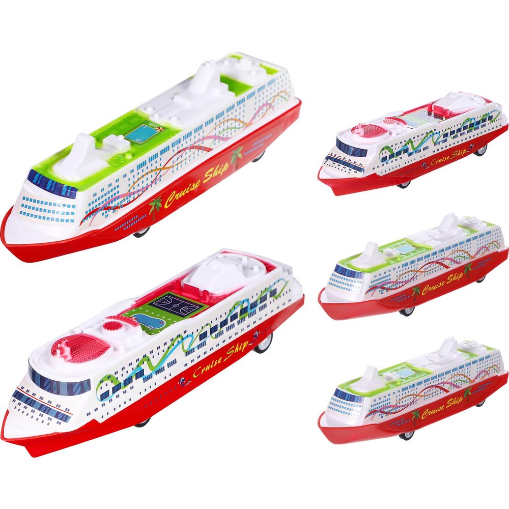 Toyvian Boy Wind up Toys Boats: 5Pcs Ocean Liner Cruise Yacht Collection Toy, Plastic Boat Models Summer Ship Race Game, 6.3 X 1.77 X 1.26 Inches