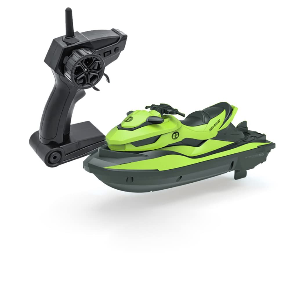 NEXTAKE 2.4GHz Remote Control Motorboat, 1 : 14 High Speed Marine Water Toy with 2 Motors, 2 Speed Levels - Jet Ski Pool Toy (Green)