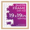 19x19 Jigsaw Puzzle Frame Kit - Kit Includes Puzzle Glue Sheets, Brown Wood Puzzle Frame with White Mat, UV Acrylic, Backing, Hanging Hardware view 1