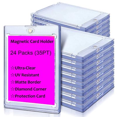 24 ct Magnetic Card Holder, 35 pt Hard Plastic Card Protectors - Top Loaders for MTG, YUGIOH, Sports Cards