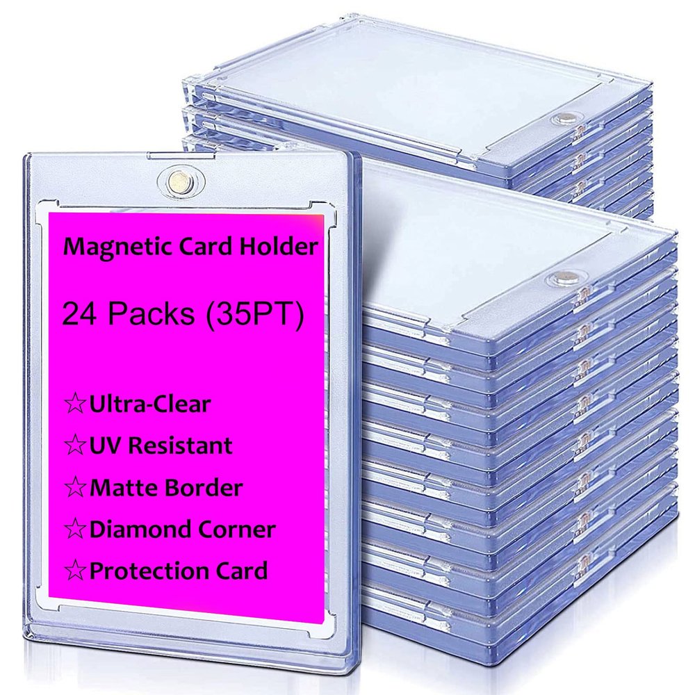 24 ct Magnetic Card Holder, 35 pt Hard Plastic Card Protectors - Top Loaders for MTG, YUGIOH, Sports Cards