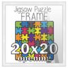 20x20 Puzzle Frame Set with Peel & Stick Puzzle Glue Sheets White Wood - Includes Acrylic Front, Foam Backing Board, and Wall Hardware view 1