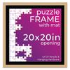 20x20 Jigsaw Puzzle Frame Kit - Kit Includes Puzzle Glue Sheets, Brown Wood Puzzle Frame with Black Mat, UV Acrylic, Backing, Hanging Hardware view 1