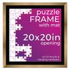 20x20 Jigsaw Puzzle Frame Kit - Kit Includes Puzzle Glue Sheets, Bronze Wood Puzzle Frame with Black Mat, UV Acrylic, Backing, Hanging Hardware view 1