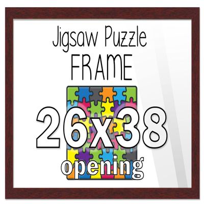 26x38 Puzzle Frame Set with Peel & Stick Puzzle Glue Sheets Brown Wood - Includes Acrylic Front, Foam Backing Board, and Wall Hardware