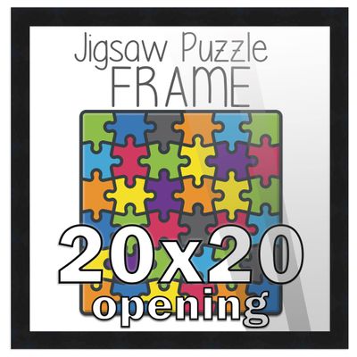 20x20 Puzzle Frame Set with Peel & Stick Puzzle Glue Sheets Black Wood - Includes Acrylic Front, Foam Backing Board, and Wall Hardware