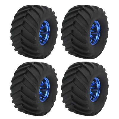 ZHXH 4pcs RC Monster Truck Tires and Wheels Set, Rubber Tyres and Plastic Wheels with Foam Inserts, Monster Truck Tire Tyres RC Car Tire and Wheels for 1/10 Remote Control Car