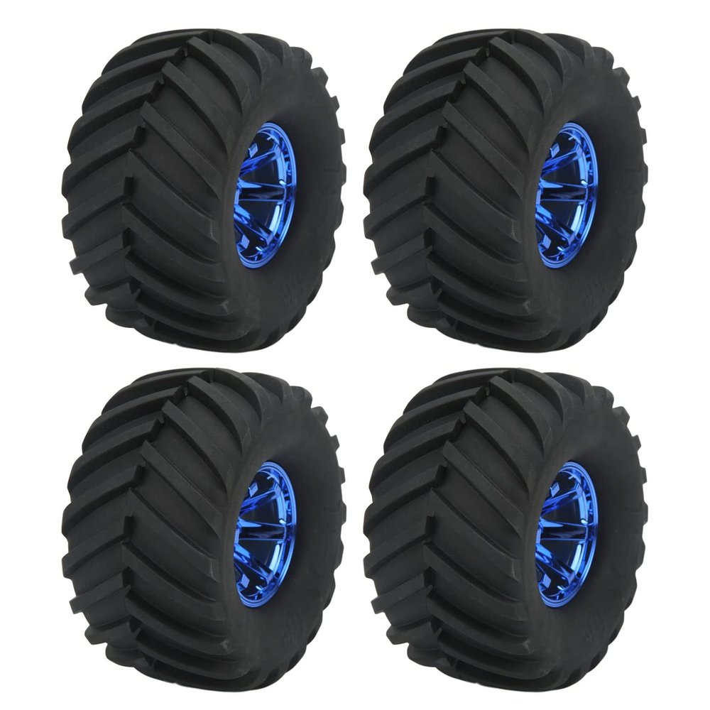 ZHXH 4pcs RC Monster Truck Tires and Wheels Set, Rubber Tyres and Plastic Wheels with Foam Inserts, Monster Truck Tire Tyres RC Car Tire and Wheels for 1/10 Remote Control Car