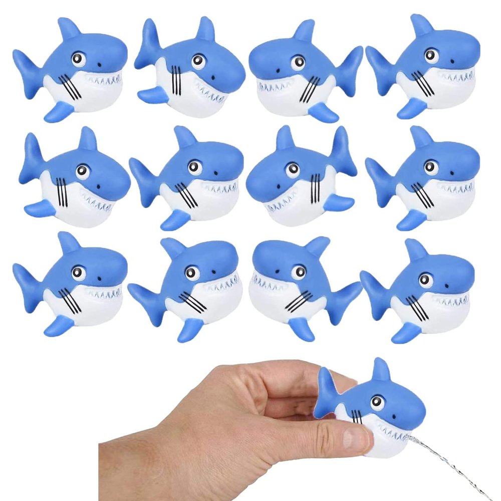 Cool Mini Water Squirting Rubber Sharks (2.25") Soft Rubber Bath Tub Fun Squirts, Pool and Beach Splash Water Game. (24 Pieces)