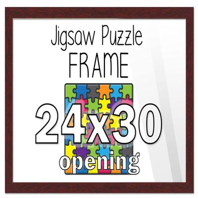 24x30 Puzzle Frame Set with Peel & Stick Puzzle Glue Sheets Brown Wood - Includes Acrylic Front, Foam Backing Board, and Wall Hardware