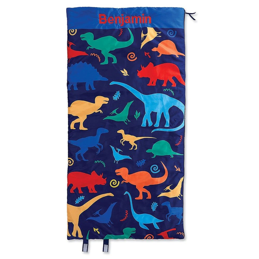 Lillian Vernon Dinosaur Personalized Indoor Sleeping Bag - Kids Sleepover & Napper Sleep Sack - Plush, Cute, & Cozy Cotton Poly Blend - Girls, Boys, & Toddler 30 x 60 Size