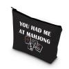 BDPWSS Funny Mahjong Makeup Bag Mahjong Lover Gift Mahjong Tiles Bag Mahjong Girl Cosmetic Bag Mahjong Board Game Storage Bag Mah Jongg Player Gift (Had at maj bl) view 1