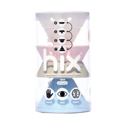 Fat Brain Toys Hix by MOLUK - Pastels - Foldable Silicone Stacking Cones, Ages 2+