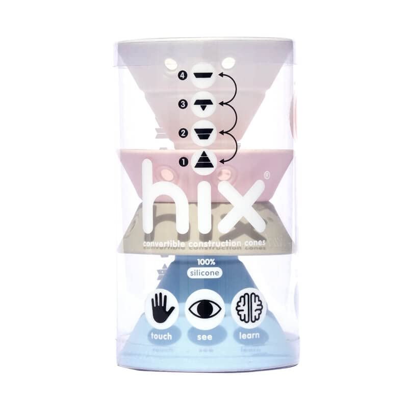 Fat Brain Toys Hix by MOLUK - Pastels - Foldable Silicone Stacking Cones, Ages 2+