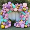 Double Stuffed Pastel Balloon Garland Pink Purple Green Colorful Balloon Arch Gold Metallic Latex Kit For Mermaid Easter Baby Shower Princess Ice Cream Birthday Party Decoration view 4