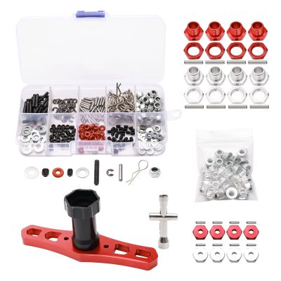 Newzoll RC Screw Kit M3 M4 Set Screw Nuts Washers R Clips E Clips Hex Hub Adapter Nut Driver Universal Hardware Fasteners Parts for 1/8 1/10 1/12 RC Cars, 344PCS