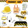 Sratte 148 Pcs Construction Birthday Party Supplies Include 12 Construction Hat, 24 Truck Toy, 24 Vehicle Sticker, 12 Silicone Bracelet, 12 Goodie Bag, 12 Paper Glasses, 50 Shovel, 1 Tablecloth 1 Tape view 3