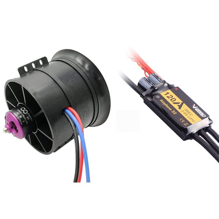 Powerfun EDF 90mm 12 Blades Ducted Fan with RC Brushless Motor 1100KV with ESC 120A(5~8S) Balance Tested for EDF 8S RC Jet Airplane