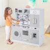 INFANS Kid Kitchen Playset, Toddler Wooden Pretend Cooking Set with Realistic Light & Sound, Stove, Sink, Microwave, Storage Cabinet, Play Kitchen Toy Set for Children Boys Girls view 2