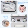 INFANS Kid Kitchen Playset, Toddler Wooden Pretend Cooking Set with Realistic Light & Sound, Stove, Sink, Microwave, Storage Cabinet, Play Kitchen Toy Set for Children Boys Girls view 3