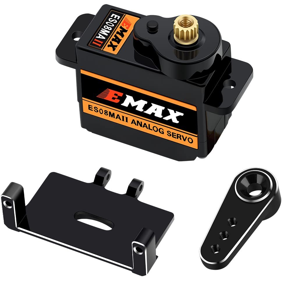 EPINON for AXIAL SCX24 Servo Metal Gear EMAX Servo Steering Servo with Servo Mount Bracket and Arm SCX24 Upgrade Parts (Black)
