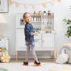 INFANS Kid Kitchen Playset, Toddler Wooden Pretend Cooking Set with Realistic Light & Sound, Stove, Sink, Microwave, Storage Cabinet, Play Kitchen Toy Set for Children Boys Girls view 2