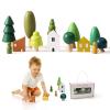 Promise Babe Wooden Tree Toys - Montessori Wooden Blocks Stacking Toys for Toddlers, Miniature Trees & House Various Sizes Woodland Creative Craft Home Decor view 1