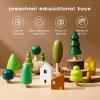 Promise Babe Wooden Tree Toys - Montessori Wooden Blocks Stacking Toys for Toddlers, Miniature Trees & House Various Sizes Woodland Creative Craft Home Decor view 3